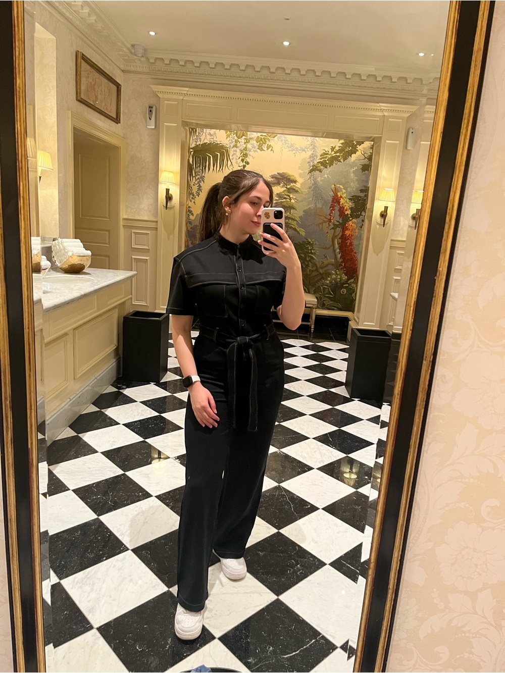 & Other Stories Black Short-Sleeve Button-Front Maxi Dress